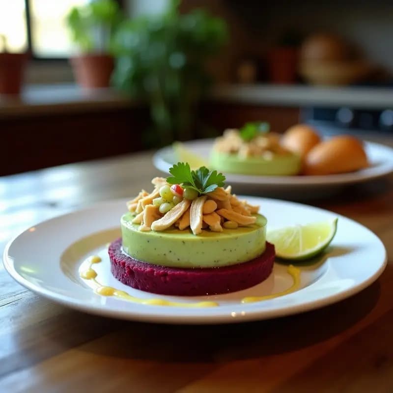 Causa Limeña de Remolacha y Palta con Relleno de Pollo: Receta Peruana Colorida