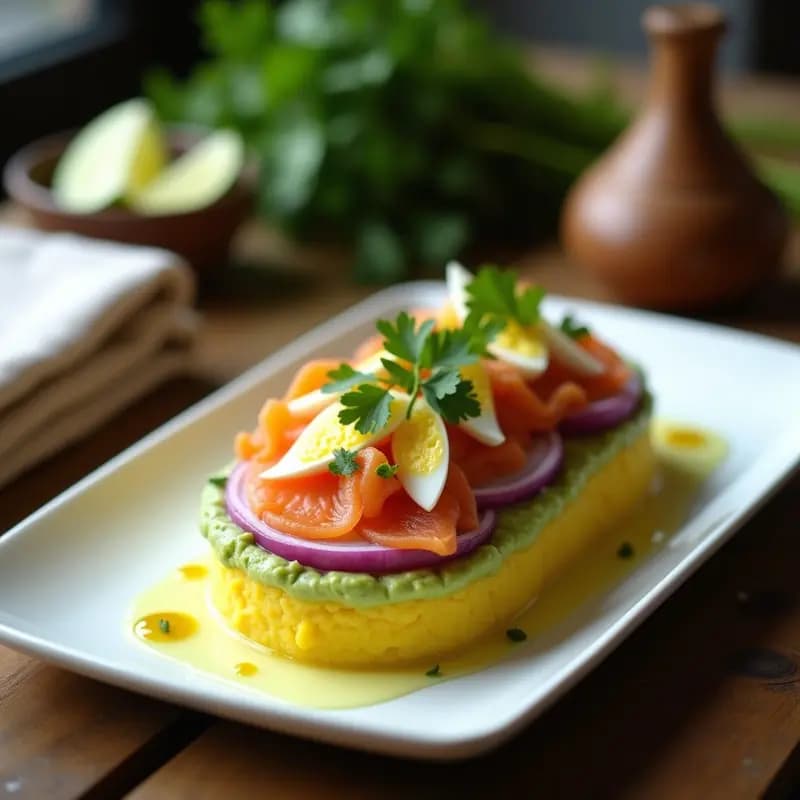 Causa Limeña de Salmón Ahumado y Palta: Receta Peruana Gourmet sin Cocción