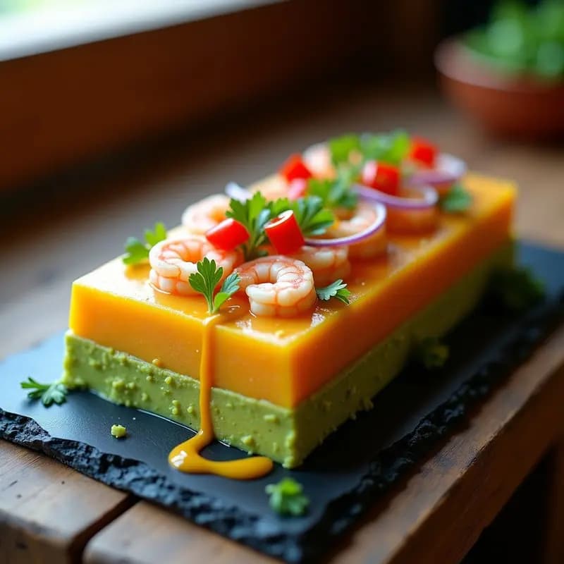 Causa de Palma Corozo con Aguacate y Langostinos: Entrante Peruano Sin Patata