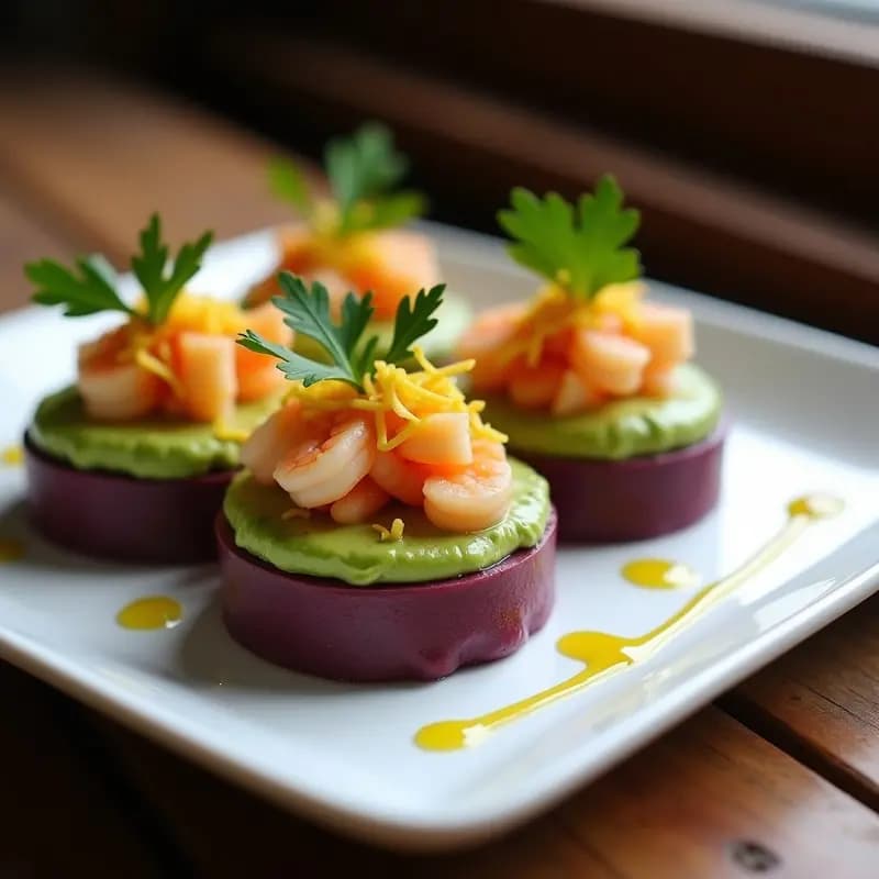 Causa Rellena de Palta y Langostinos: Receta Peruana Sin Patata con Camote Morado