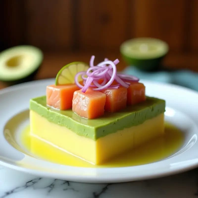 Causa Rellena de Palta y Salmón en Escabeche: Receta Peruana Fría y Elegantte