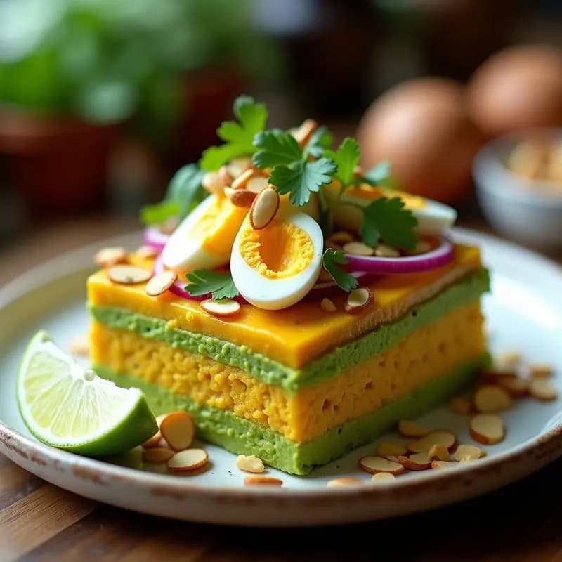 Causa Rellena de Pollo al Curry y Aguacate: Entrante Peruano Sin Gluten y Keto