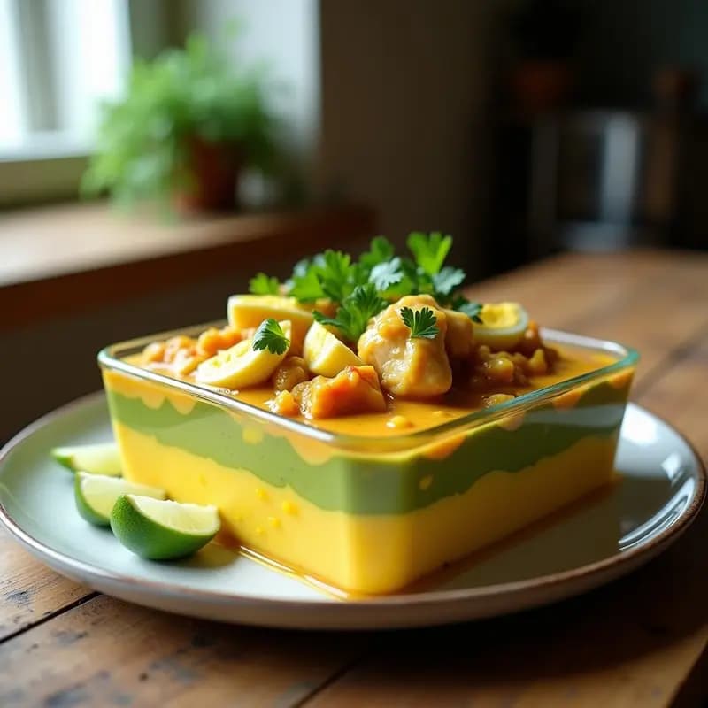 Causa Rellena de Pollo al Curry: Receta Peruana Sin Gluten y Alta en Proteína