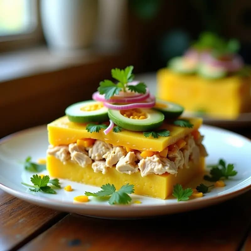 Causa Rellena Peruana con Pollo y Aguacate: Entrante Frío y Cremoso
