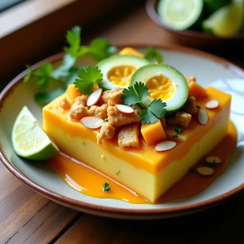 Causa Rellena de Pollo al Curry: Receta Peruana Fría con Toque Exótico