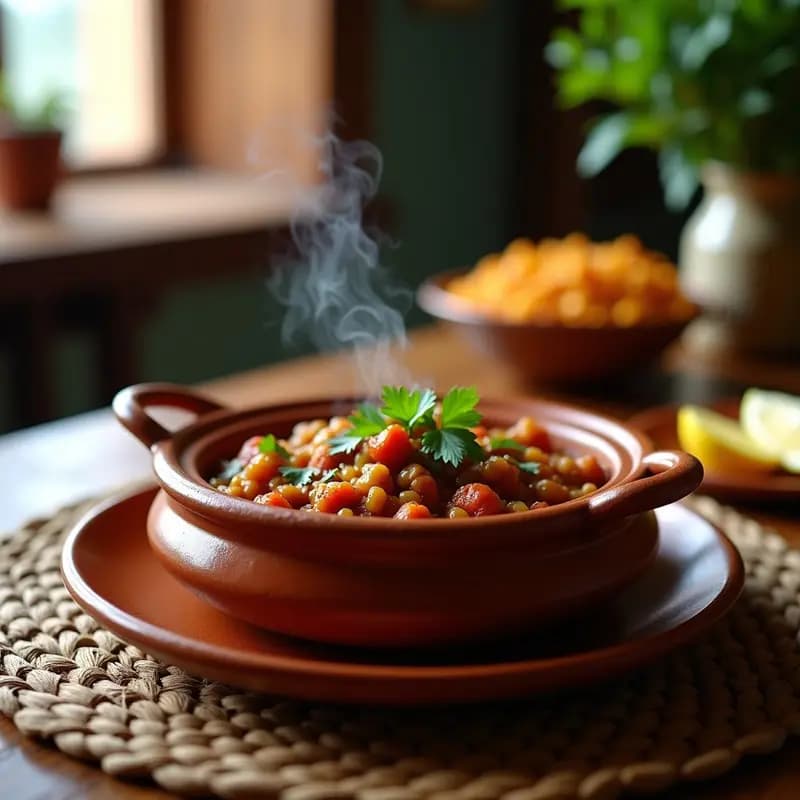 Cazoleta Marroquí de Lentejas y Berenjena: Receta Tradicional con Especias en 30 Minutos