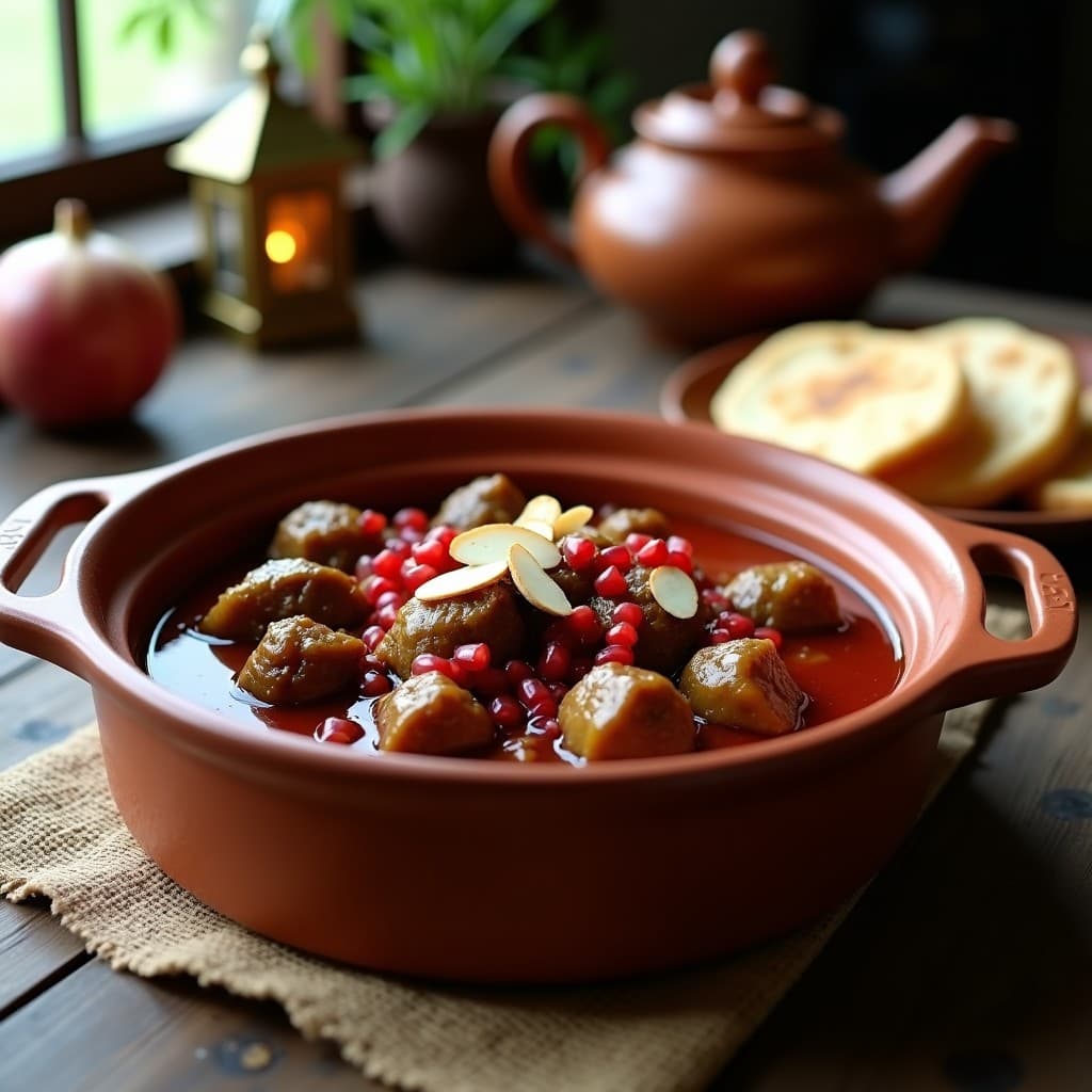 Cazuela de Cordero con Berenjenas y Salsa de Granados: Receta Armena en Olla Lenta