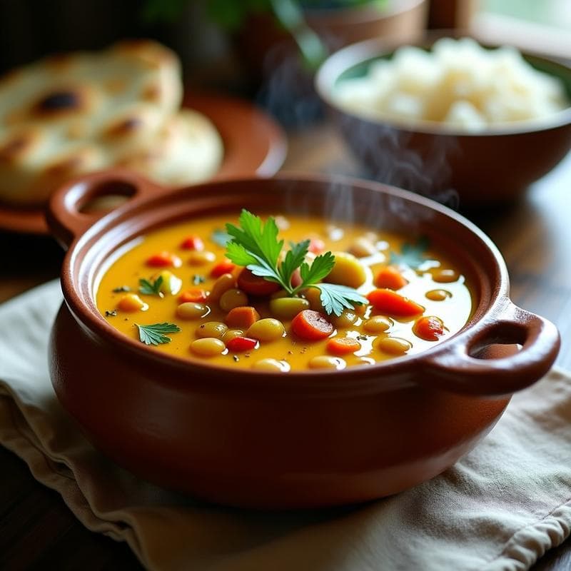 Cazuela de Frijoles Mung y Verduras: Receta Vegana en Olla Lenta con Toque Indio