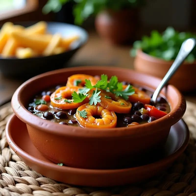Cazuela de Frijoles Negros y Camarones Secos: Receta Costeña Colombiana en Olla Express