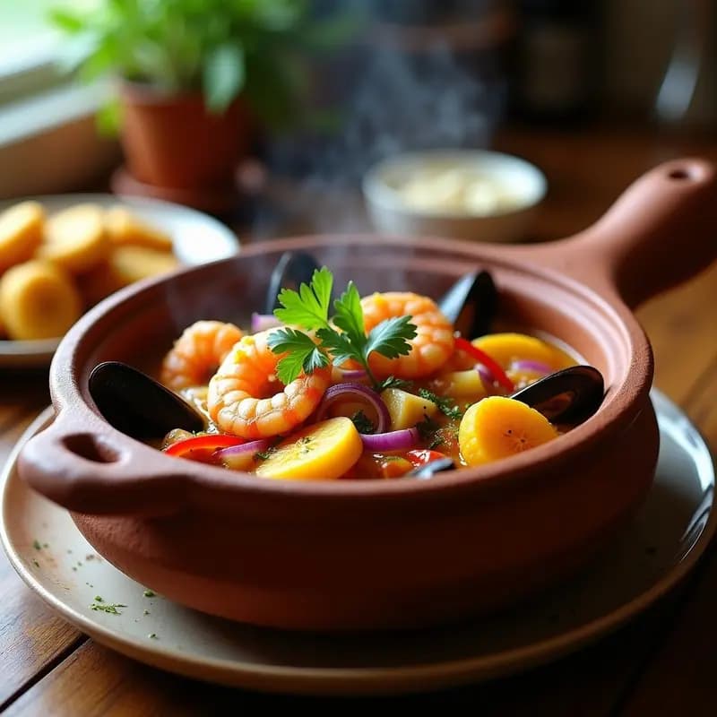 Cazuela de Mariscos con Azafrán y Ñame: Receta Dominica Picante en Olla Exprés