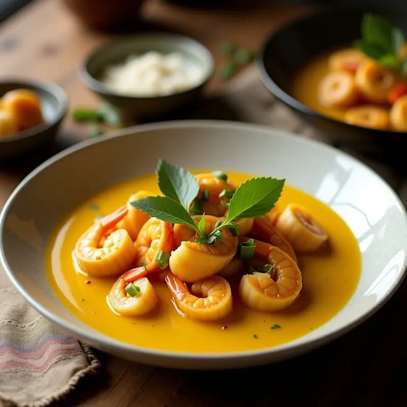 Cazuela de Mariscos con Leche de Coco y Cúrcuma: Receta Peruana Keto en Olla Express