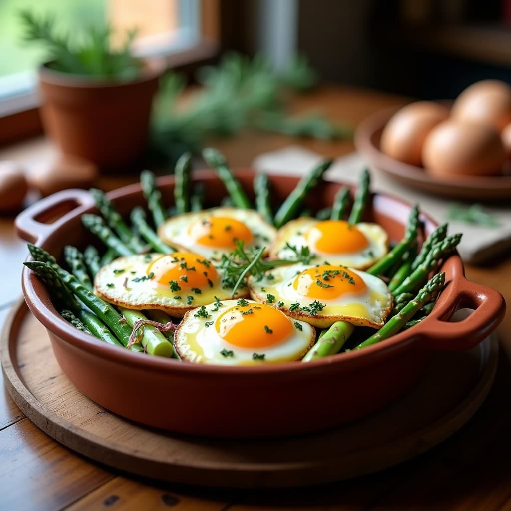 Cazuelita de espárragos trigueros y huevos de codorniz: Receta española en olla express