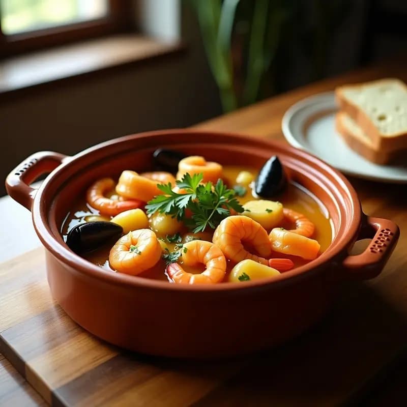 Cazuelita de Marisco con Brandada de Bacalao: Receta Costera de Ajo y Pimentón
