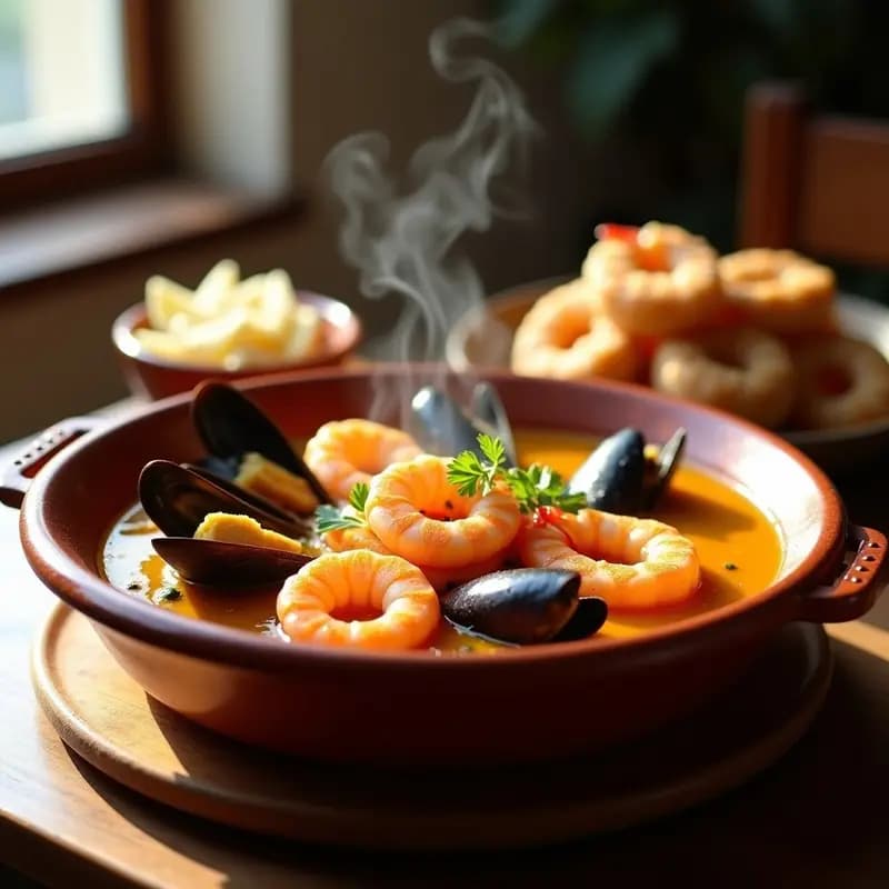 Cazuelita de Mariscos: Guiso Costero Andaluz con Gambas, Calamares y Mejillones