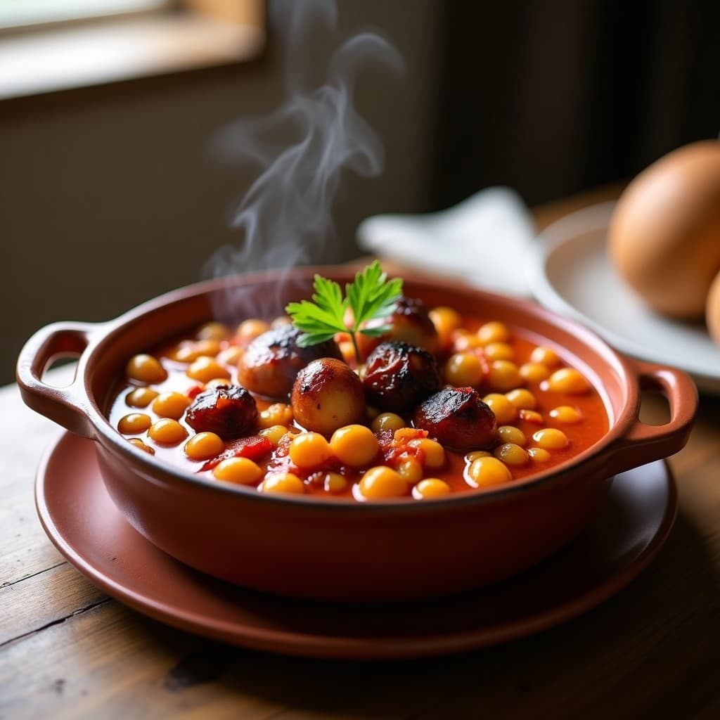 Cazuelita de Pulpo y Garbanzos con Pimentón y Azafrán: Receta Española en Olla Lenta
