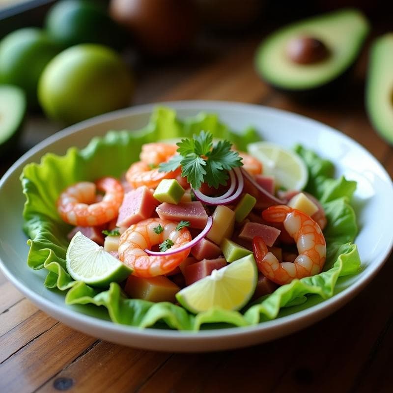 Cebiche de Camarón y Atún con Aguacate: Receta Peruana Ultraproteica en 15 Minutos