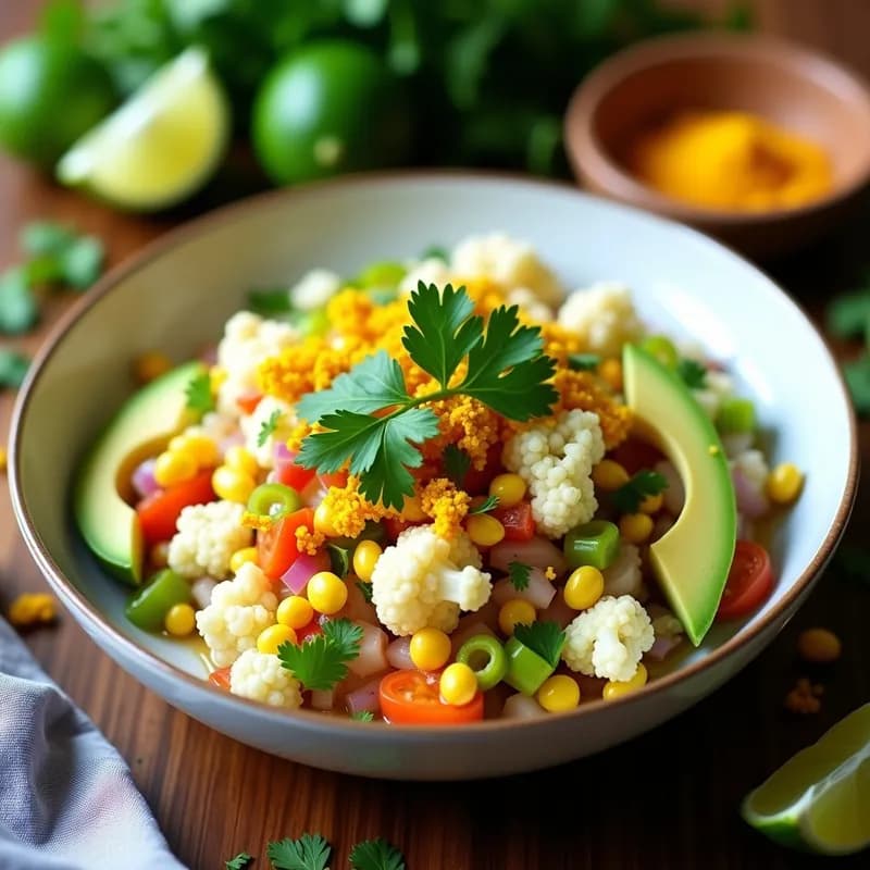 Cebiche de Coliflor Vegano: Receta con Limón y Ají en 15 Minutos