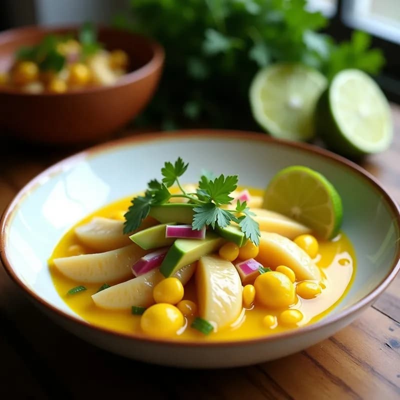 Cebiche de Palmito: Receta Vegana con Leche de Tigre Fresca y Sin Cocción