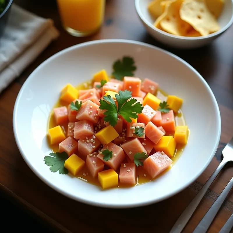 Cebiche Nikkei de Salmón y Mango: Receta Fusion Peruano-Japonesa en 15 Minutos