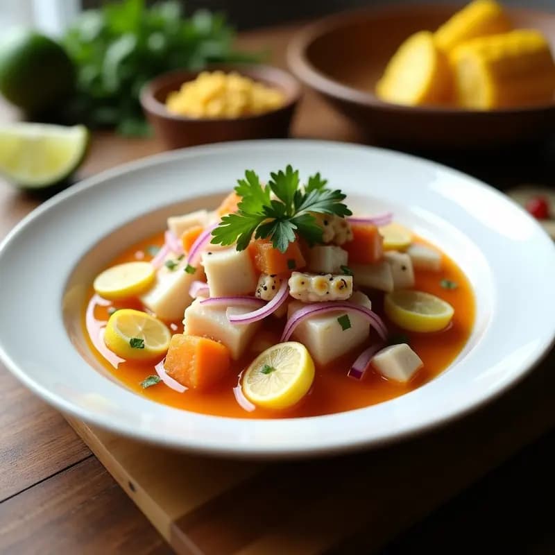 Cebiche Peruano con Jengibre y Tamarindo: Receta Auténtica y Sin Lactosa en 15 Minutos