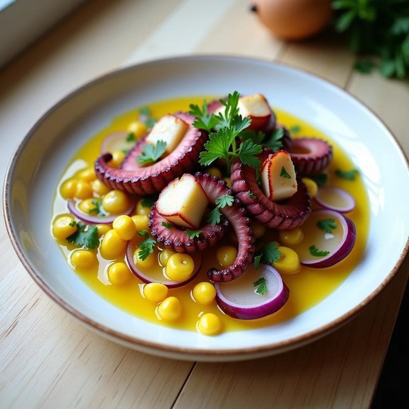 Cebiche de Pulpo con Camote Morado: Receta Peruana Auténtica y Nutritiva en 25 Minutos