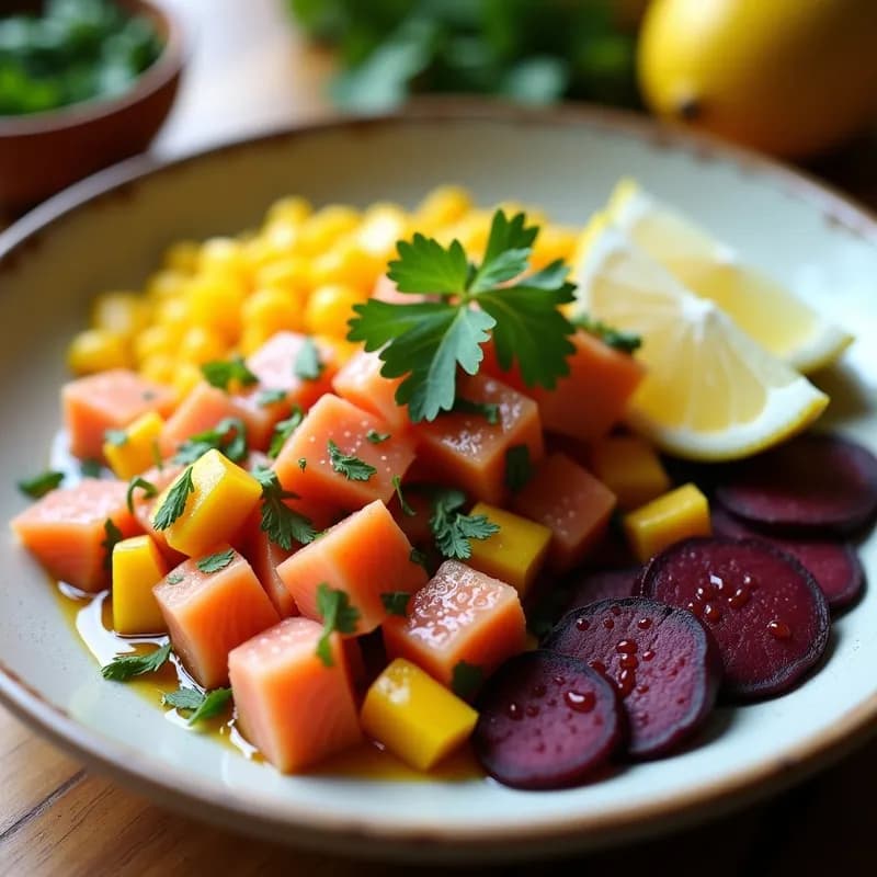 Cebiche Peruano de Salmón y Mango Ahumado: Receta Auténtica en 15 Minutos