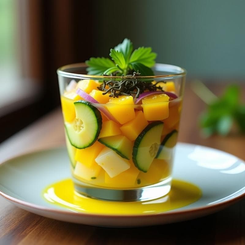 Cebiche Vegano de Pepino y Mango: Receta Crudivegana con Leche de Tigre en 15 Minutos