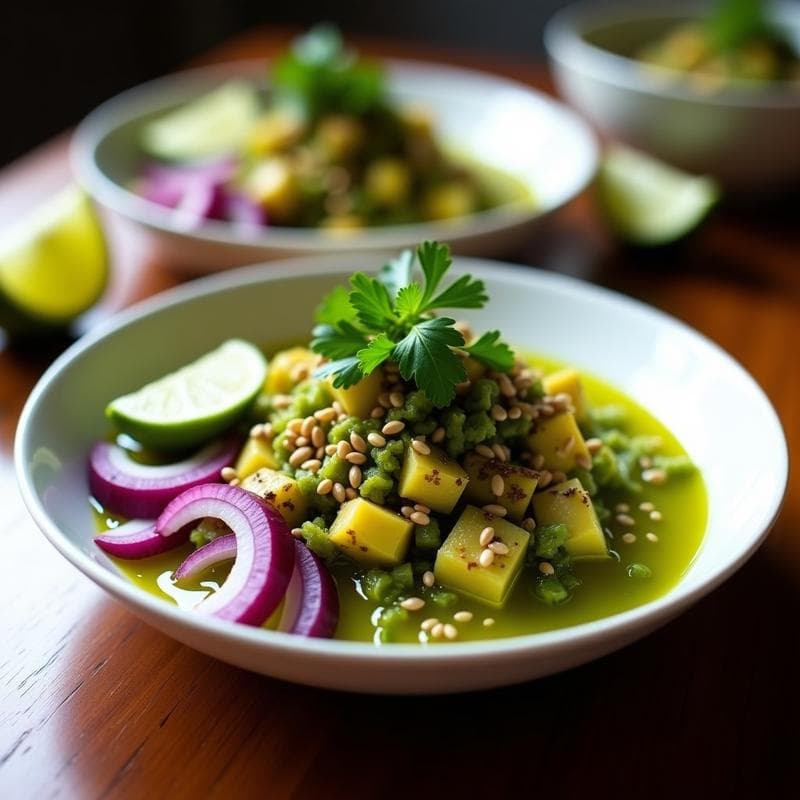 Cebiche Vegano de Cora Salvaje y Algas: Receta Peruana con Umami en 15 Minutos