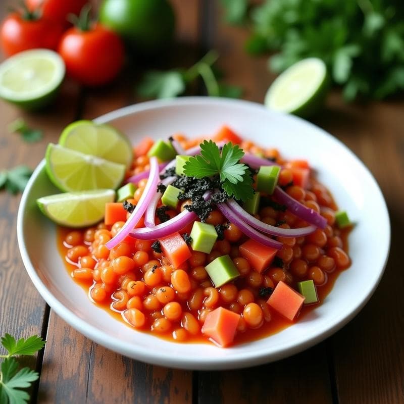 Cebiche Vegano de Coral de Lentejas Rojas: Receta Peruana Sin Pescado en 15 Minutos