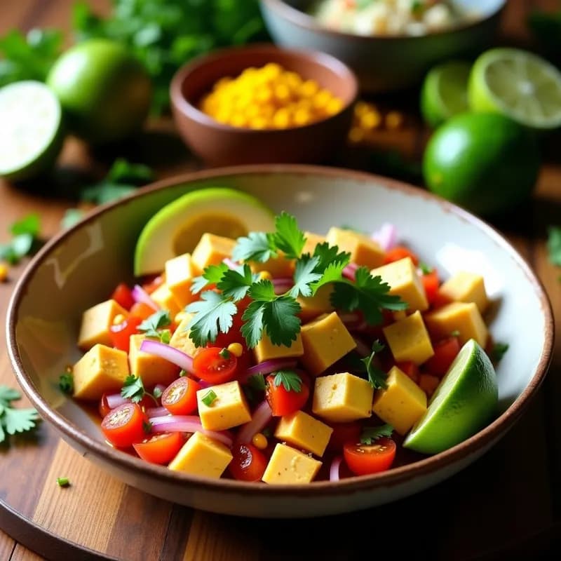 Cebiche Vegano de Tofu y Cítricos: Receta Fresca con Coriandro y Lima en 15 Minutos