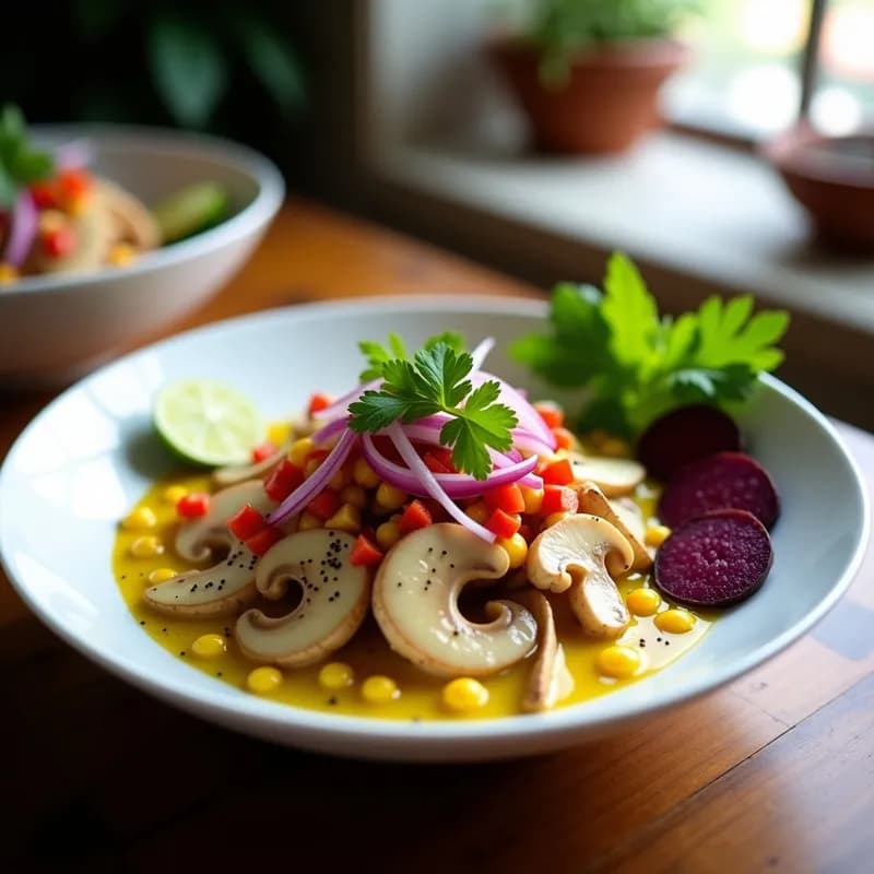 Cebiche Vegano de Hongos Shitake: Receta Fresca con Leche de Tigre en 15 Minutos