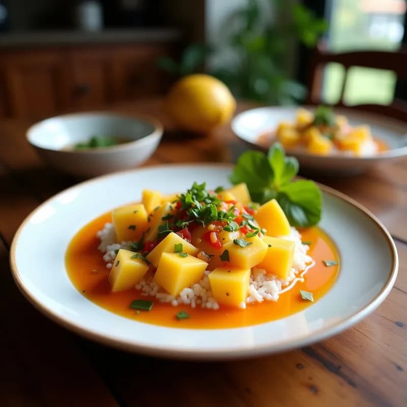 Cebiche Vegano de Mango y Chile Habanero: Receta Fresca y Picante en 10 Minutos
