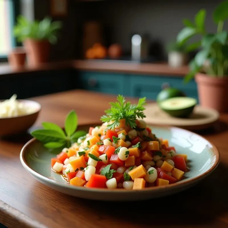 Cebiche Vegetal Peruano con Jengibre: Receta Fresca y Alta en Proteína en 20 Minutos