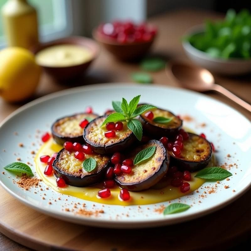 Cecheta de Berenjenas Ahumadas con Vinagreta de Limón y Ajo: Aperitivo Líbano Vegano y Crudivegano