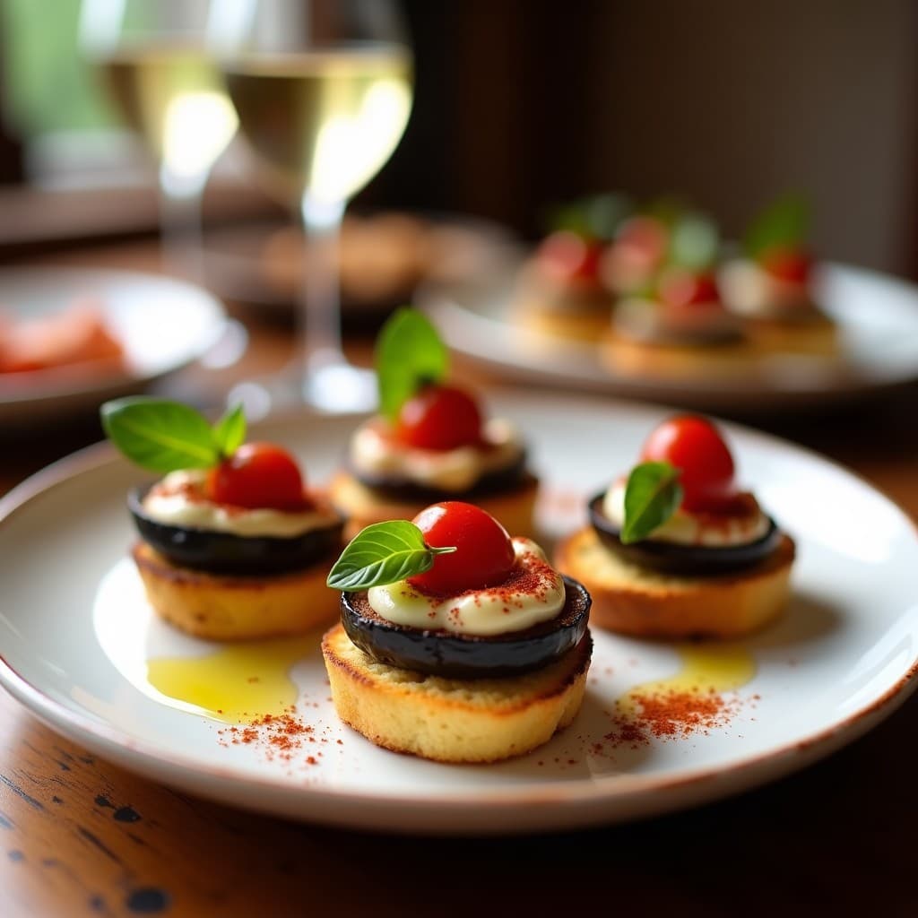 Cechetti de Berenjena Ahumada con Crema de Ajo Negro: Entrante Veneciano en 15 Minutos