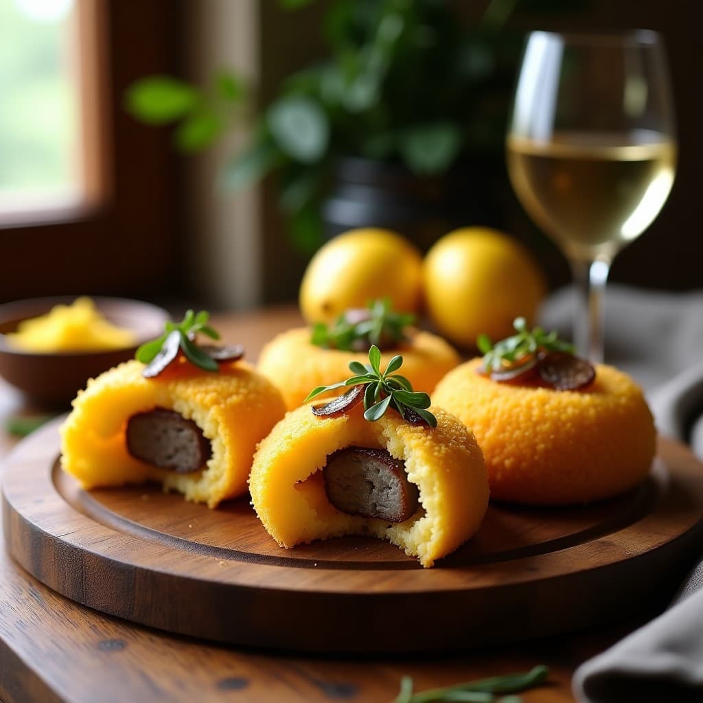 Cechetti de Polenta y Lamprea Ahumada: Aperitivo Italiano Gourmet en Airfryer