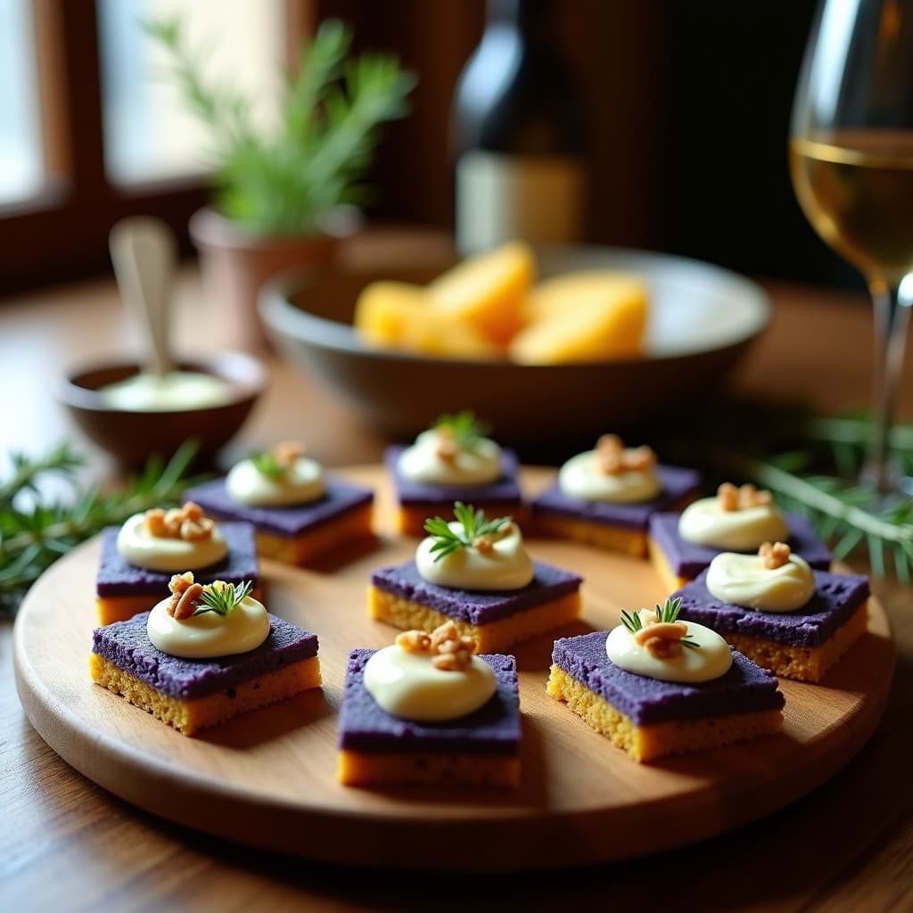 Cechetti de Polenta de Maíz Azul con Crema de Gorgonzola y Nueces: Aperitivo Italiano Viral