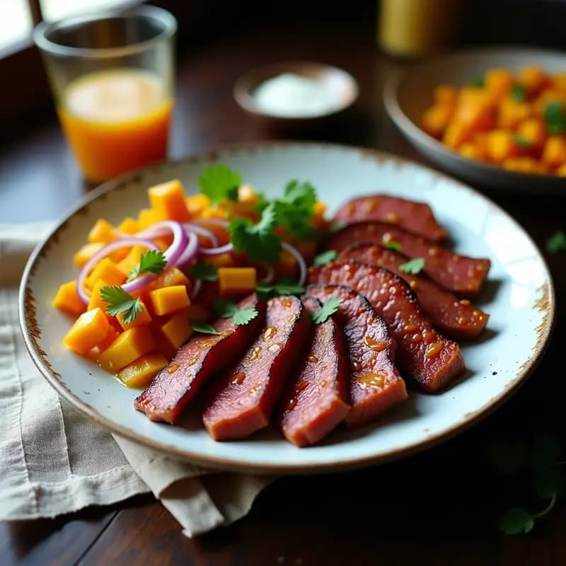 Cecina con Encurtidos de Mango Habanero: Receta Mexicana Picante y Rápida en 30 Minutos