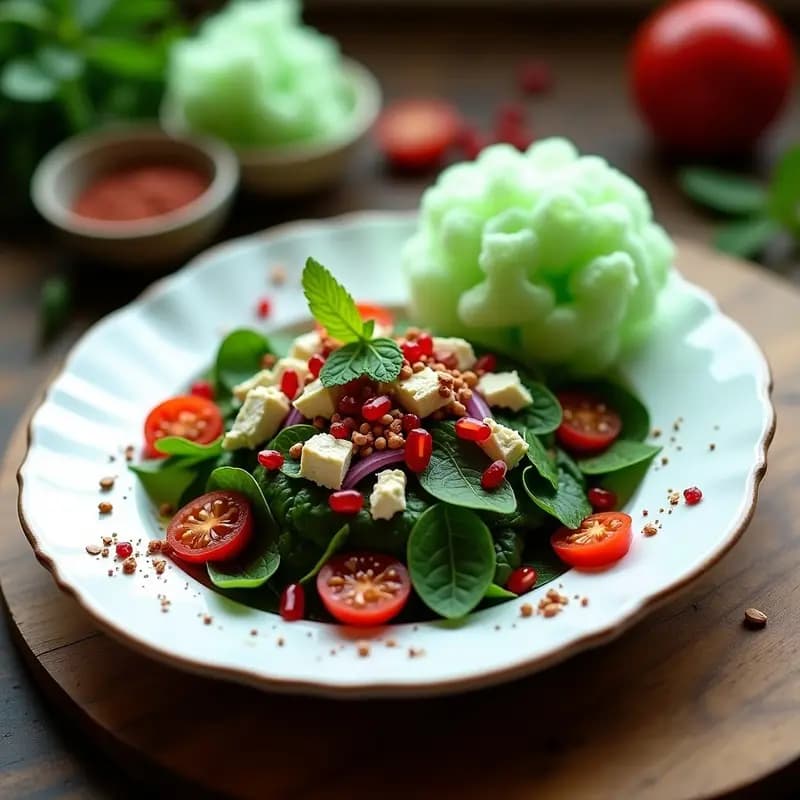 Ceich de Algodón de Azúcar de Espinacas y Queso Feta: Receta Iraní Vegana Sin Cocinar