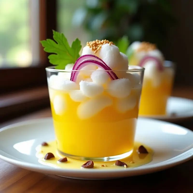Ceiche de Algodón de Azúcar y Maracuyá: Postre Peruano Innovador con Toque Ácido