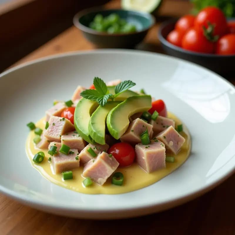 Ceiche de Atún con Aguacate y Leche de Coco: Receta Boliviana Fusion y Sin Cocción