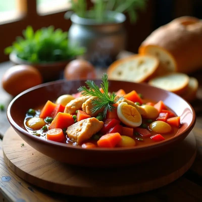 Ceicov de Pollo y Verduras: Estofado Rumano en Olla Exprés con Toque Ácido