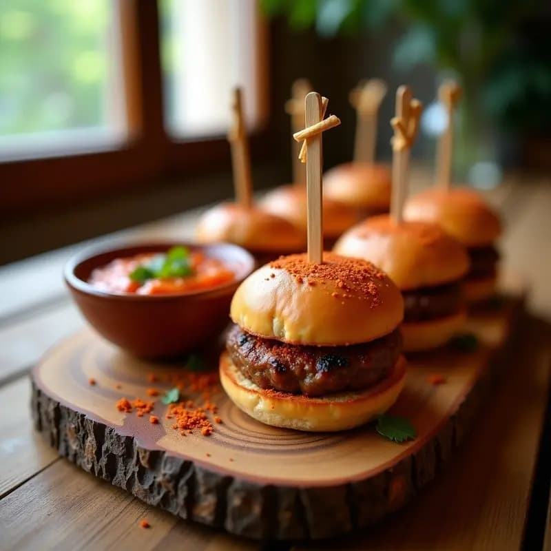 Cevapi Balcánico de Ternera y Pimentón: Hamburguesas en Miniatura en Airfryer con Salsa Ajvar