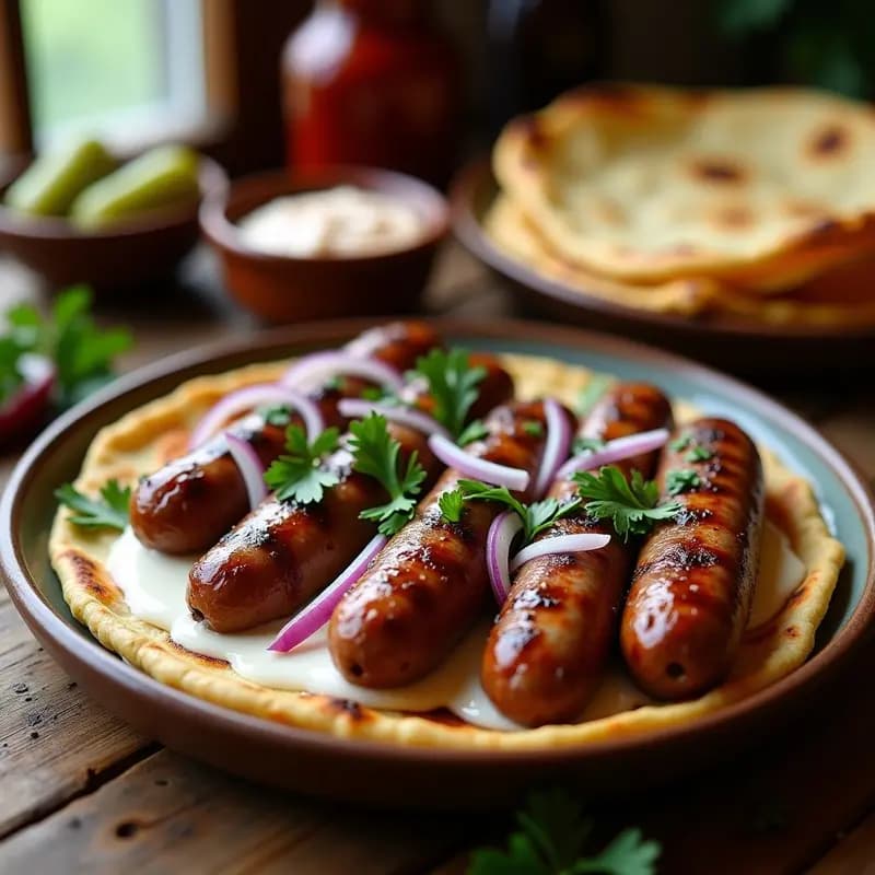 Cevapi Balcánico de Cordero y Yogur: Hamburguesas Tradicionales con Salsa de Ajo