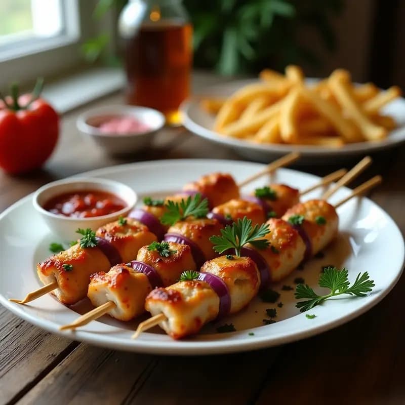 Cevapi de Pollo y Hierbas: Brochetas Balcánicas en Airfryer con Ajvar
