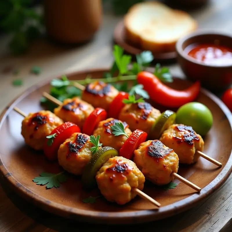 Cevapi Balcánico de Seitan y Pimientos: Brochetas Tradicionales Sin Carne en 20 Minutos