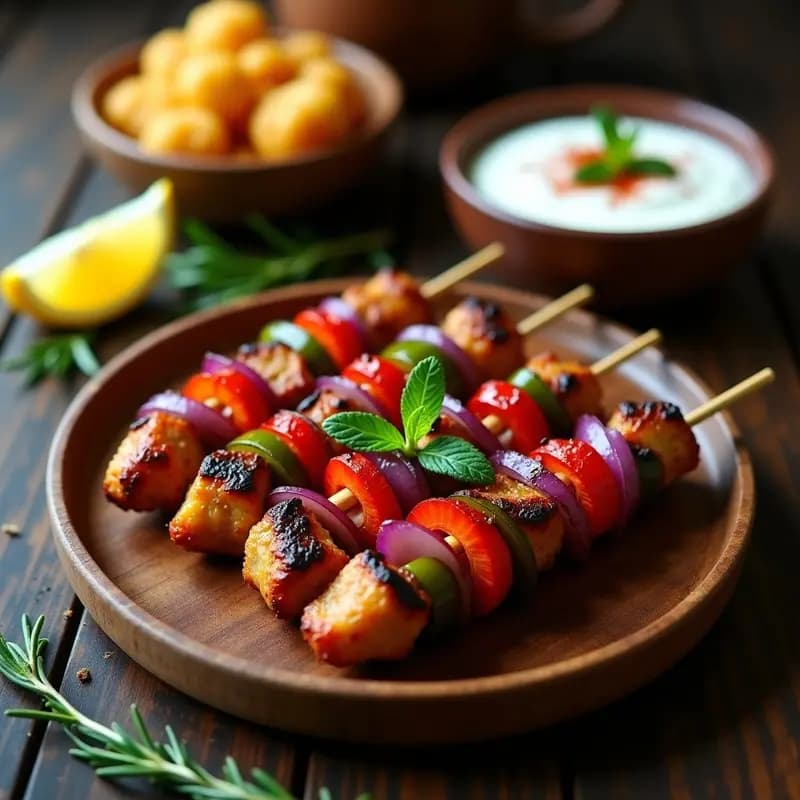 Cevapi Balcánicos de Seitan y Pimientos: Brochetas Bogotá Sin Gluten