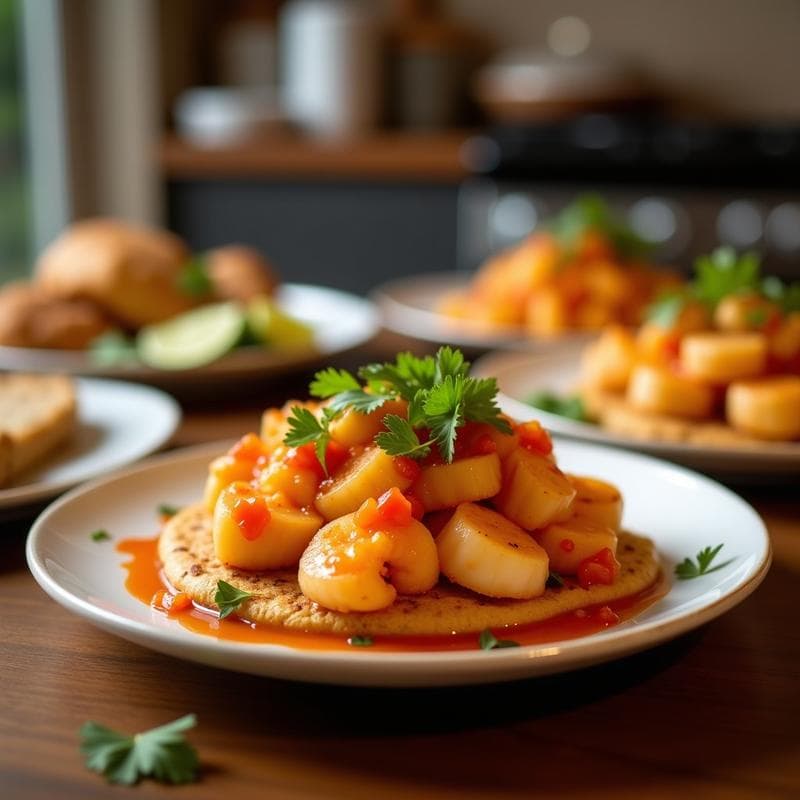 Cevi-Tostada de Camarones y Mango con Leche de Tigre Rosa: Receta Peruana en Airfryer