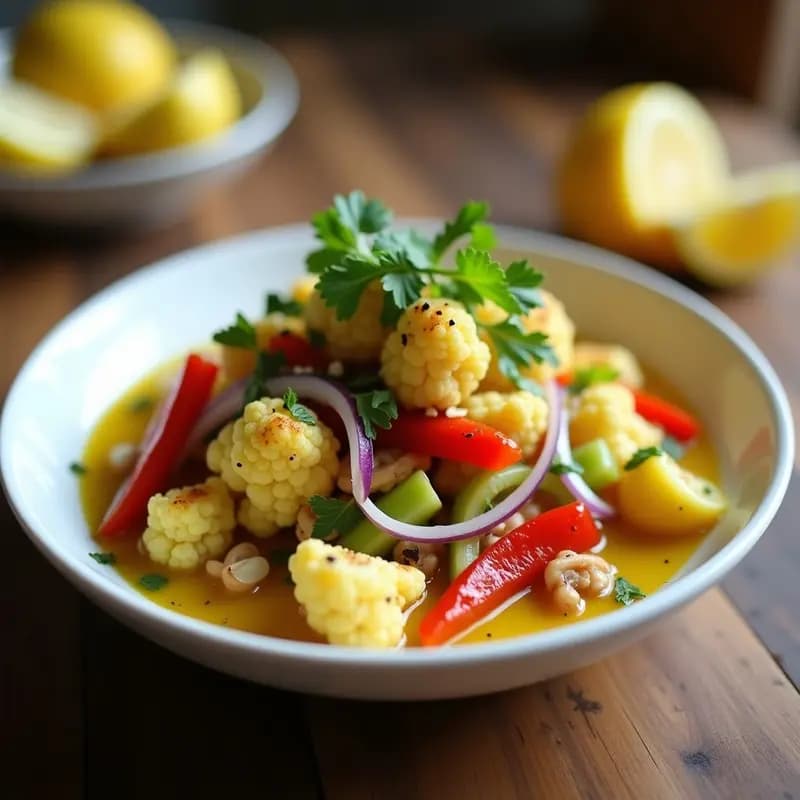 Ceviçe de Coliflor y Pimientos Asados: Receta Turca Vegana y Sin Cocción
