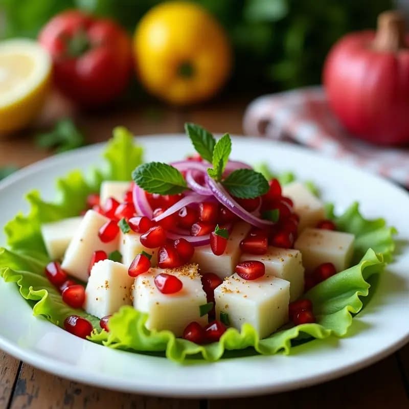 Ceviçe de Lubina con Granos de Granada y Hierbabuena: Receta Turca Fresca y Sin Cocción